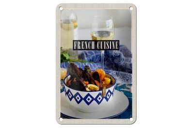 Blechschild 18 x 12 cm Frankreich French Cuisine Meeresfrüchte Wein