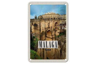 Blechschild 18 x 12 cm Spanien Malaga spain Hafenstadt