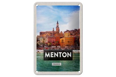 Blechschild 18 x 12 cm Frankreich Menton France Provence Stadt