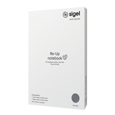 SIGEL RU104 Notizbuch Re-Up, A5, 50 Blatt, Softcover, kariert, dunkelgrau