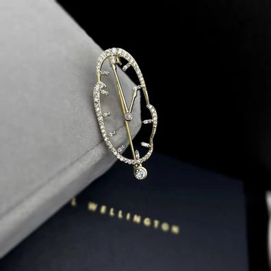 Funkelnde Vintage-Brosche Damen - Abstrakte Uhr, Pin mit Zirkonia, Geschenkidee