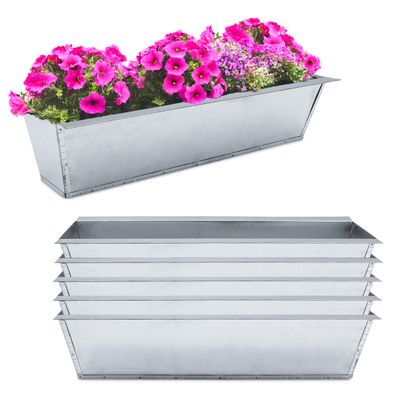 Zink Pflanzkasten für Europaletten - 6 Stück - Farbe: silber - Blumenkasten Palette