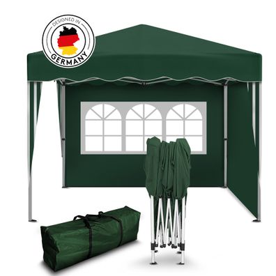 Kronenburg Faltpavillon wasserdicht Gartenzelt Dachmaß 3x3m grün mit 2 Seitenteilen