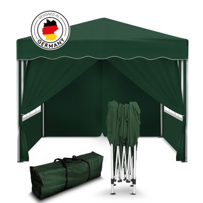 Kronenburg Faltpavillon wasserdicht Gartenzelt Dachmaß 3x3m grün mit 4 Seitenteilen