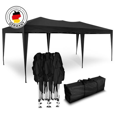 Kronenburg Faltpavillon wasserdicht Pavillion Gartenzelt Dachmaß 3x6m schwarz