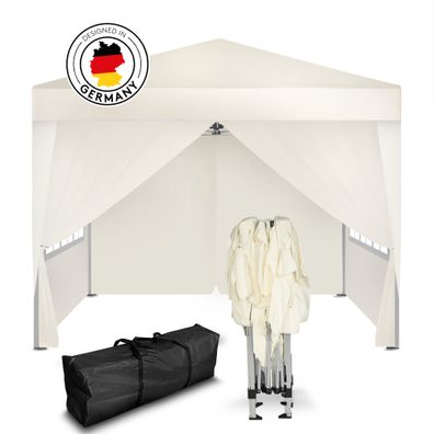 Kronenburg Faltpavillon wasserdicht Gartenzelt Dachmaß 3x3m champagner + 4 Seiten