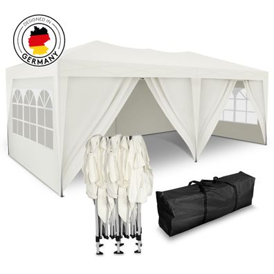 Kronenburg Faltpavillon Wasserdicht Zelt Dachmaß 3x6m UV-Schutz champagner 6 Seiten
