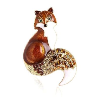 Emaille Fuchs Brosche/Strass Tier Brosche/Tier Schmuck/ B02241