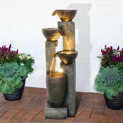 40 Zoll hohe Töpfe für den Garten, Wasserbrunnen mit LED-Leuchten
