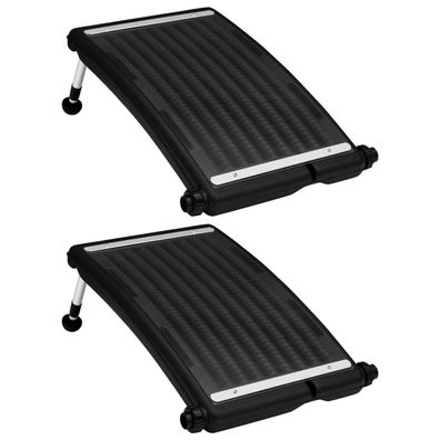 2er-Set Solar-Heizpaneele gebogen 72,5x46?cm für Pool mit verstellbaren Standfüßen