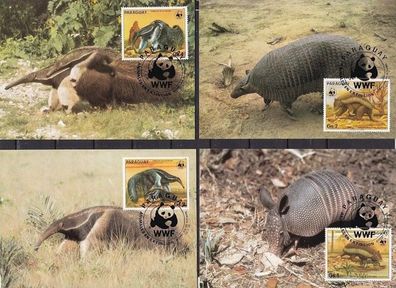 Paraguay 1985 Maximum Karten Satz MiNr. 3854-3857 WWF Tiere Paraguays