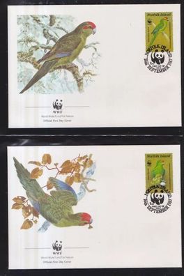 Norfolk-Insel 1987 FDC-Satz MiNr. 421-424 WWF Laufsittich