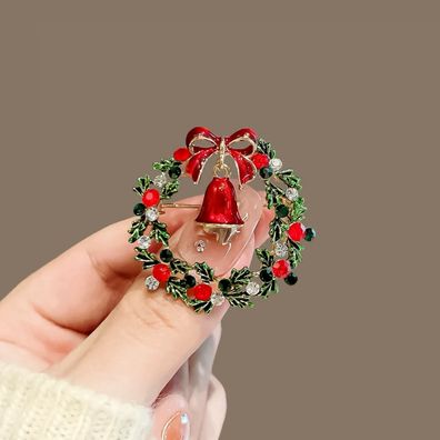 Festliche Weihnachtsbrosche Damen Pin - Handgemacht Boho Schmuck Geschenk