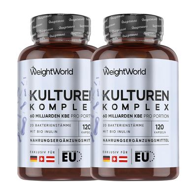 Kulturen Komplex mit 60 Mrd. KBE - 120 vegane Kapseln - 2 Monate Vorrat - 2er-Pack