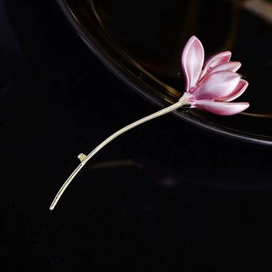 Lotus-Eleganz: Brosche Damen, handgemacht - zarte Vintage Pin als Geschenk