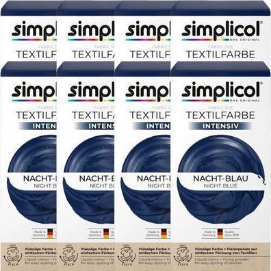 Simplicol Stofffarbe Nachtblau, 8 Stück