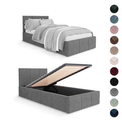 Muralo Polsterbett Einzelbett mit Kopfteil Bett mit Stauraum für Schlafzimmer