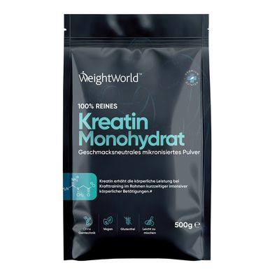 Creatin Monohydrat Pulver 500g - 165 Portionen reines Kreatin Monohydrat - 5 Monate
