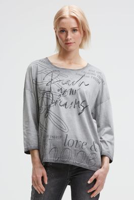 SOCCX Oversized-Shirt mit Artwork Print in Lunar Grey