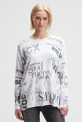 SOCCX Oversized-Pullover mit Artwork in Opticwhite