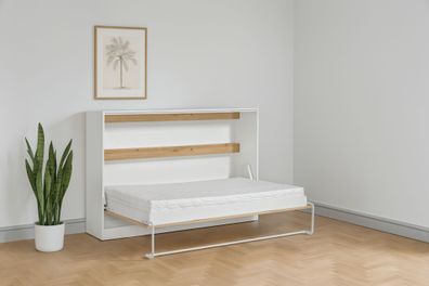 Schrankbett Perfekt 120x200 ein horizontales, Eiche + Weiß
