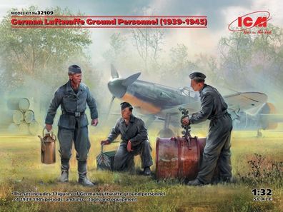 ICM 1:32 32109 German Luftwaffe Ground Personnel(1939-1945)(3 figures) - NEU