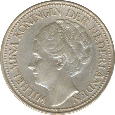 Niederlande 25 Cents 1928 Wilhelmina Silber*