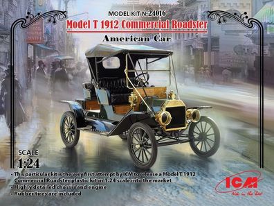 ICM 1:24 24016 Model T 1912 Commercial Roadster, merica Car - NEU