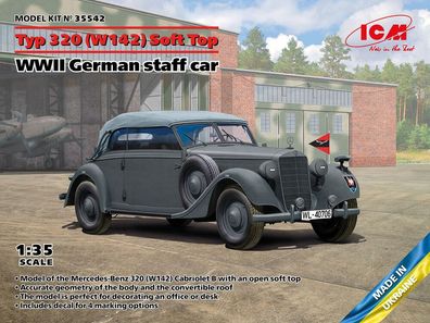 ICM 1:35 35542 Typ 320 (W142) Cabriolet Soft Top, WWII German staff car
