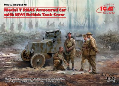 ICM 1:35 35670 Model T RNAS Armoured Car with WWI British Tank rew - NEU