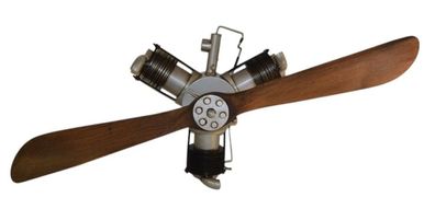 Nostalgie Retro Flugzeug Propeller 2-flügelig mit Motor L 100cm Luftraum Vintage Dek0