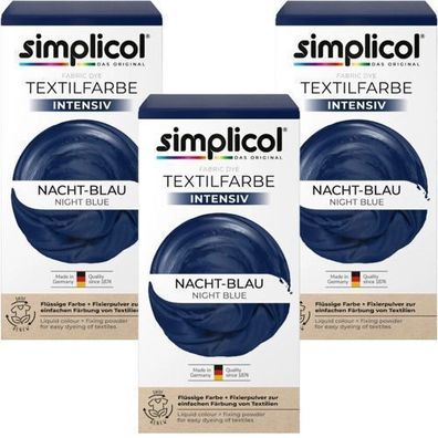 Simplicol Textilfarbe Nachtblau - 3er Set