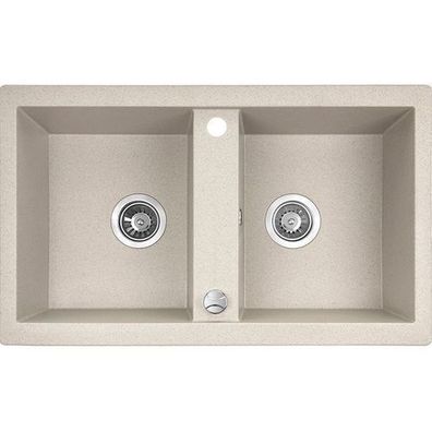 Granitspüle Doppelbecken Barbados 48x78 Beige | Siphon im SET!