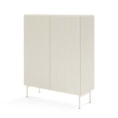 BETTSO TUTTI hohe geriffelte Kommode für Wohnzimmer zweitürig Cashmere