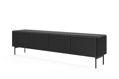 BETTSO Breite RTV Schrank für Wohnzimmer vier Türen TUTTI 195 cm Schwarz