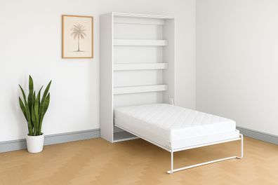 Schrankbett Perfekt 120x200 ein vertikales, Weiß + Schwarz
