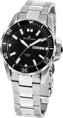 Jacques Lemans 1-1955A Herren Uhr Automatik Edelstahl 10Bar