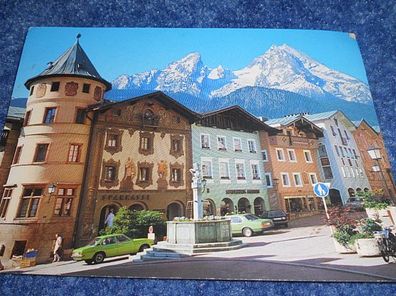 5010 / Ansichtskarte -Berchtesgaden - Marktplatz mit Watzmann