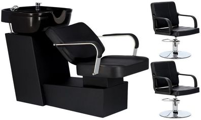 Set Modell Luke – Friseurwaschbecken mit Armaturen und 2 hydraulische Friseurstühle