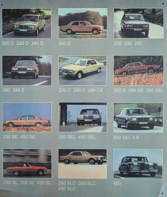 Blechschild Mercedes Parade, 200 D, 220 D, 240 D, 300D, 350 SEL, 600, Werbung