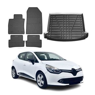 Fußmatten & Kofferraumwanne Set für Renault Clio 2012-2019 Untere Gummi 5x