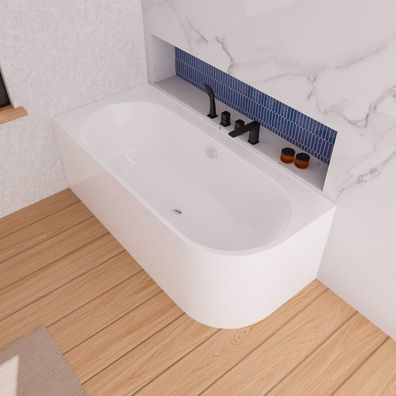 ECOLAM freistehende Badewanne 165 x 75 cm Vigoo links Eckbadewanne Vorwand Wanne