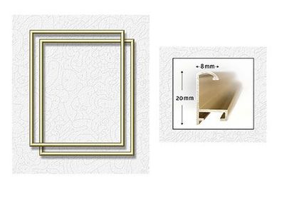 Zwei goldfarbene Aluminium Bilderrahmen 24 x 30 cm