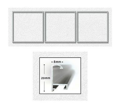 Silberfarbener Aluminium Bilderrahmen für Triptychons 120 x 40 cm