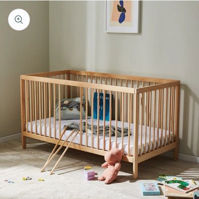 Kinderbett Babybett Gitterbett 140x70cm Natur