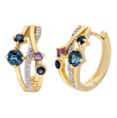 GLIZZ Schmuck Damen-Ohrringe Gold 333 / 8K Multicolor Klapp-Creolen GL8565