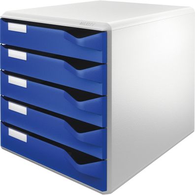 LEITZ 5280 Schubladenset PostSet A4/C4 5 halboffene Schubladen lichtgrau/blau