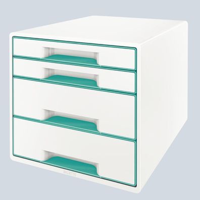 LEITZ Schubladenbox WOW CUBE eisblau metallic 52132051 4 Schubladen