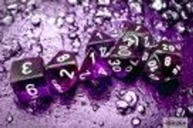 Translucent Mini-Polyhedral Purple/white 7-Die Set