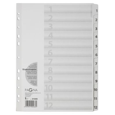 Pagna Register A4 12tlg. 1-12 weiß